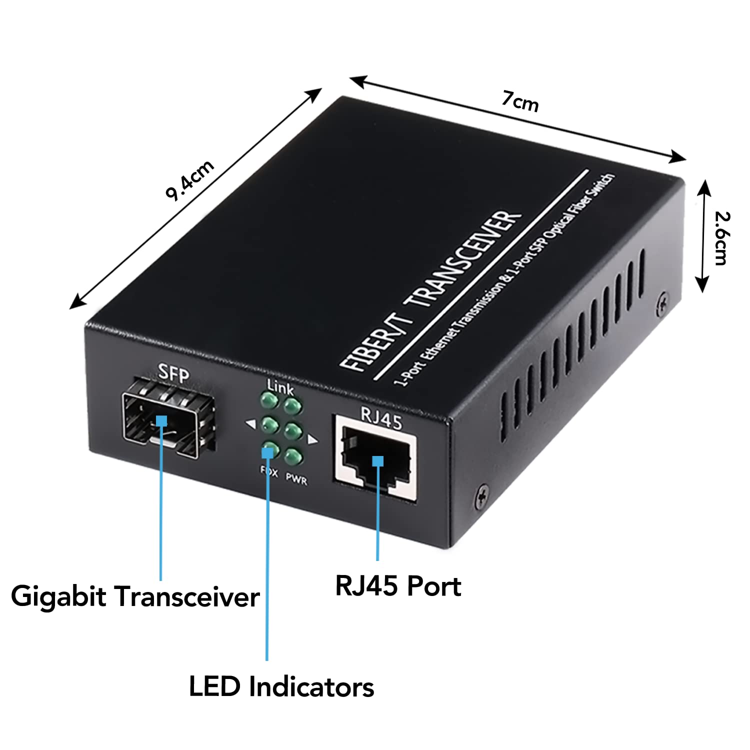 2 Pack 1.25G/S Bidi Gigabit Single Mode Fiber To Ethernet Media Converter With 2Pcs Bidi Sfp Lc Dual Transceiver Module Included